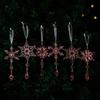 6 Pcs Acrylic Crystal Christmas Ornament Sparkling Clear Snowflake Hanging Ornaments with Drop Pendants for Xmas Tree Decoration