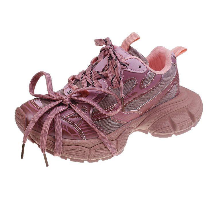 Жареный Уличный Грязный Грязный Порошок Ремешок Папочки Обувь Девушка 2025 Весна Четыре Сезона Ретро Толстая подошва Увеличивающая рост Спортивная Повседневная Беговая Обувь