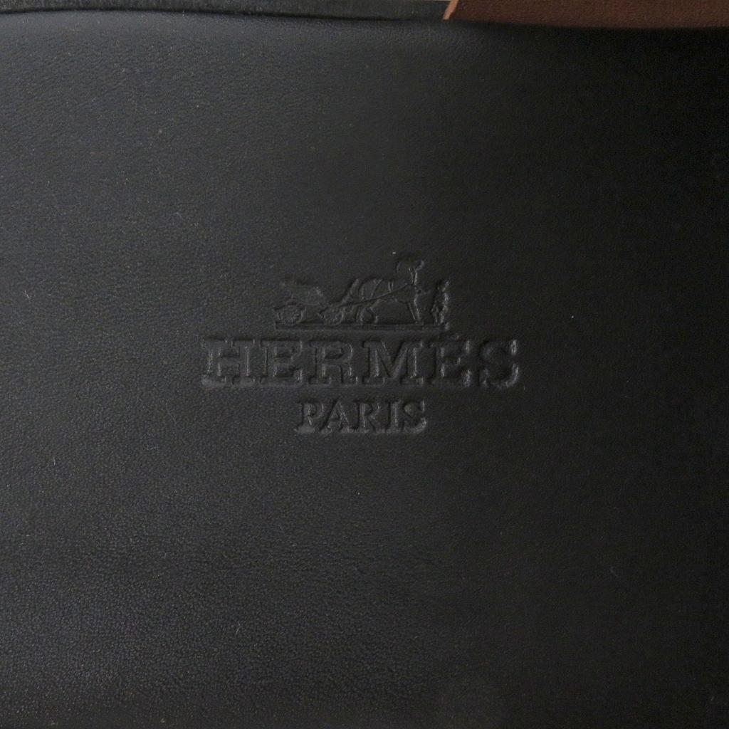 Pristine HERMES Sandals Shower Sandals Slides with Silver Metal Black brown Used