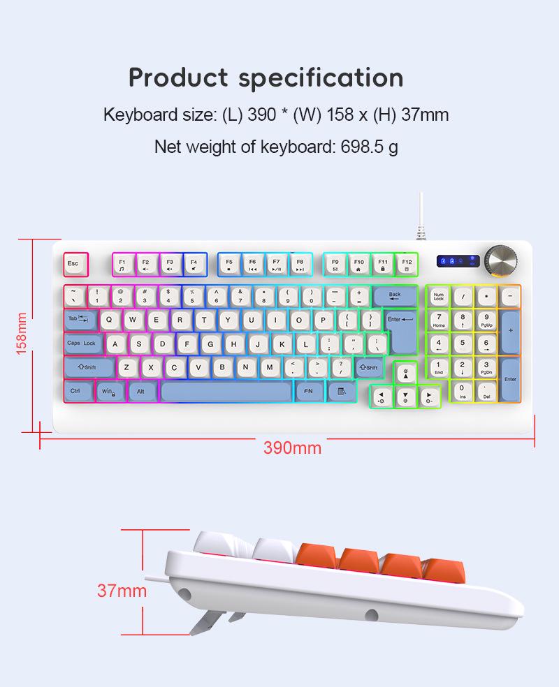 K93 Проводная игровая клавиатура - 93-клавишная RGB механическая клавиатура