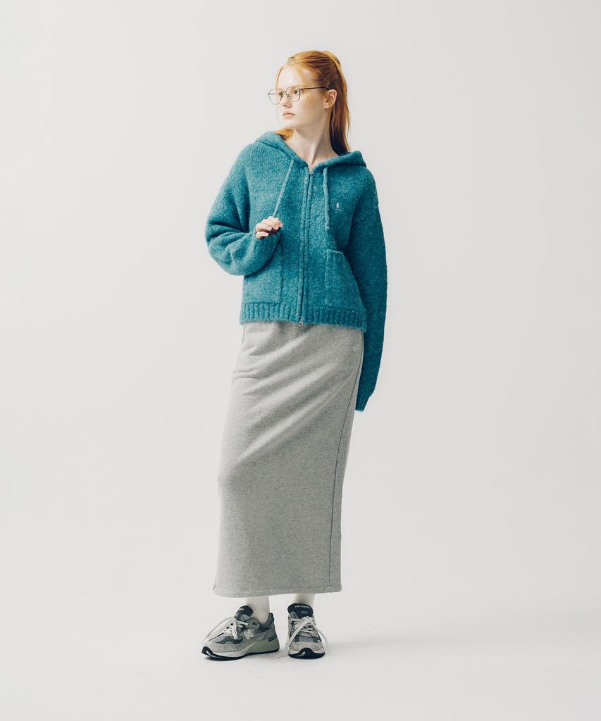 YALE Women'S Hairy Crop Knit Zip-Up Hoodie_Blue