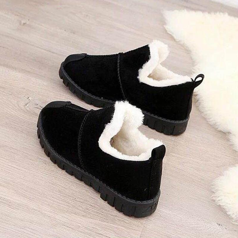 Осенние и зимние ботинки. Хлопковая обувь. Женская зимняя теплая и бархатная универсальная повседневная обувь. Нескользящая хлопковая обувь на плоской подошве с педалью.