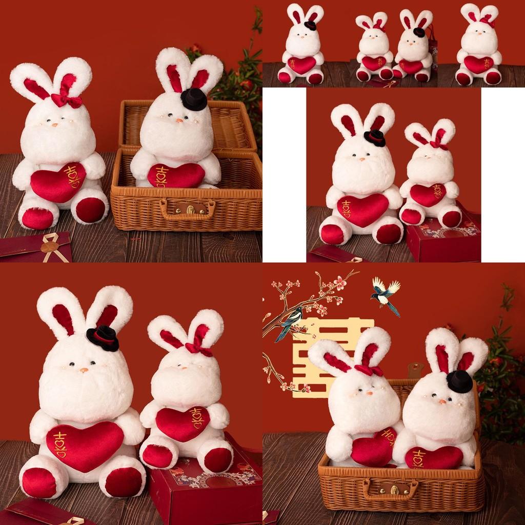 Очаровательная плюшевая игрушка-пара кроликов с галстуком-бабочкой и цилиндром, идеальный свадебный подарок