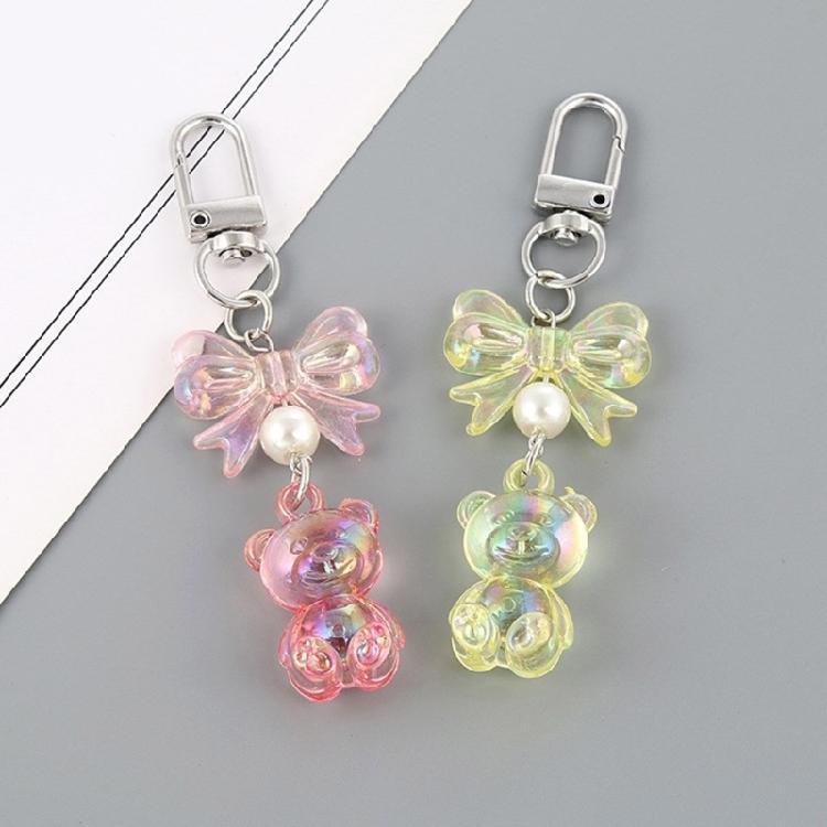 Акриловый очаровательный брелок-подвеска в виде медвежонка, привлекательный бантик, держатель для ключей