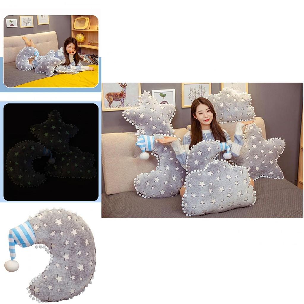 Soft And Fluffy Cloud Star And Moon Plush Pillow Light Up Decorative Sofa Cushion