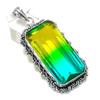 Bi-Color Tourmaline Gemstone 925 Sterling Silver Jewelry Pendant 2.56"