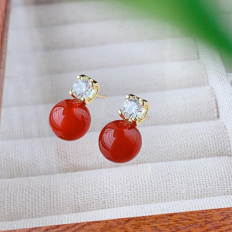 Комплект украшений на осень и зиму, имитация натурального халцедона, цепочка на ключицу, императорский зеленый, серебряные серьги-иглы S925, элитные, легкие, роскошные, для женщин