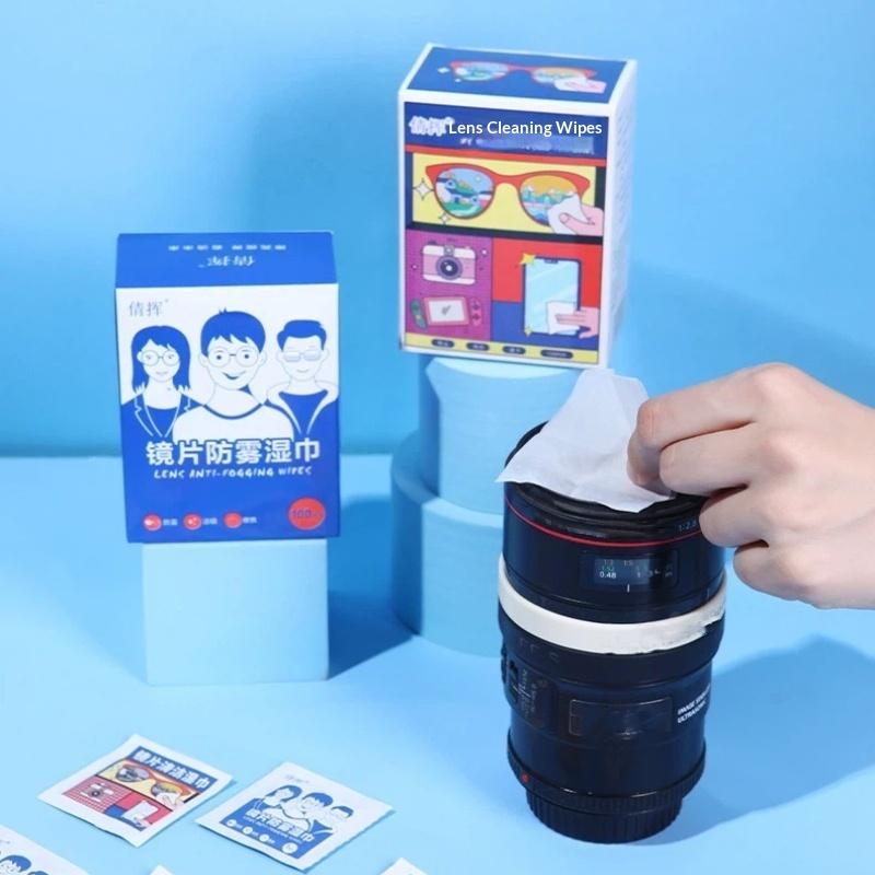 Lens Cleaning Wet Wipes Fast Drying Anti Fog 50/100 Pcs No Streak for Sports Sunglasses Protective Goggles
