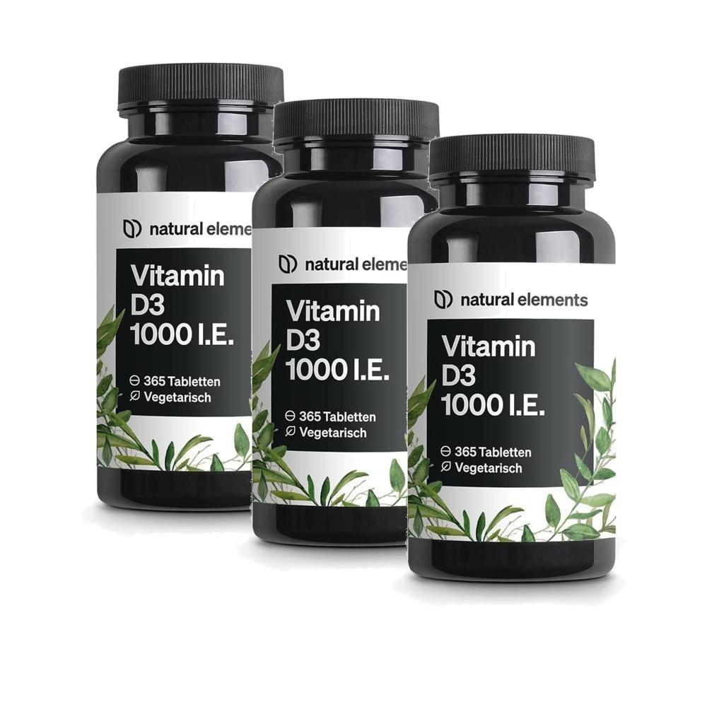 Natural Elements Витамин D3 1000 МЕ Таблетки 3 шт 365 Таблеток
