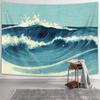 Ydbkt Retro Ocean Tapestry Wall Hanging, Blue Abstract Wave Wall Art, 40L" x 60W", Bedroom Decor