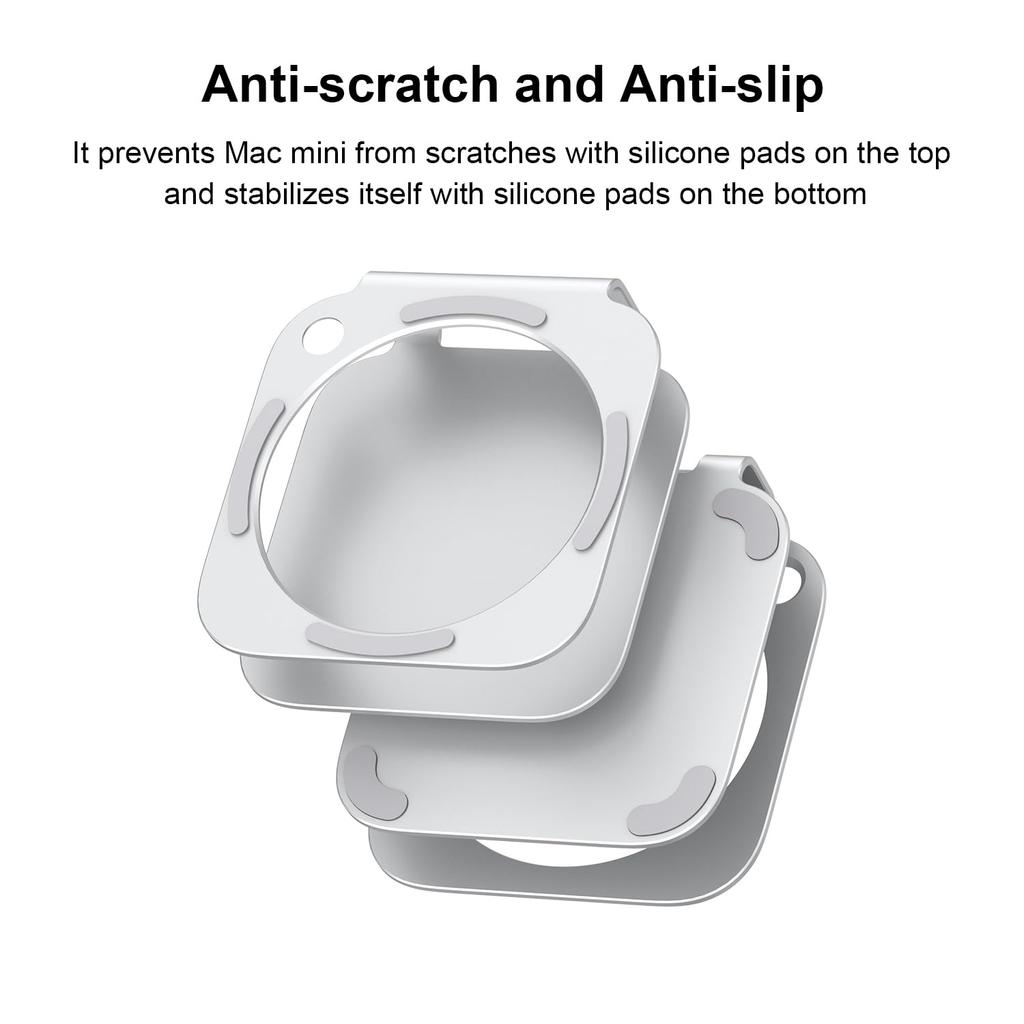 Алюминиевая подставка Qwiizlab для Mac Mini M4 M4 Pro Прочная и устойчивая 2024, Устойчивая к царапинам, Противоскользящая, Устойчивая к перегреву, (Серебряный)