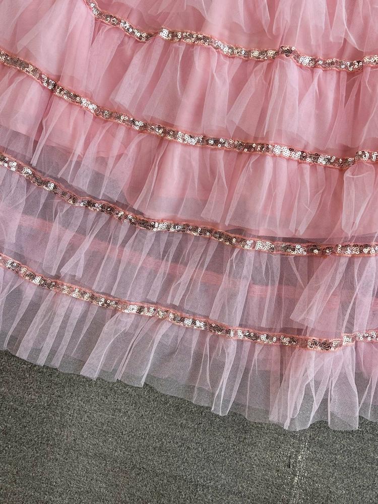 Летние женские сладкие блестящие цветочные сетчатые вечерние платья с вырезами