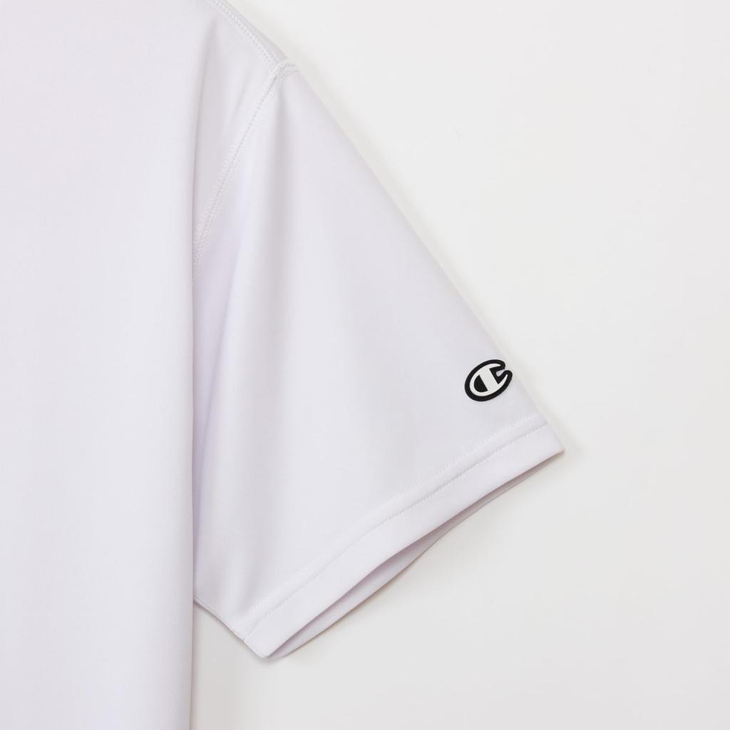 Champion Футболка с коротким рукавом UV Crew Quick One Point Rubber SHORT SLEEVE BASIC SPORTS Белая футболка, Защита, 100% полиэстер, Горловина, Антибактериальная,