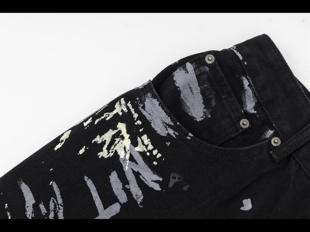 Джинсы унисекс с широкими штанинами High Street American Graffiti Print