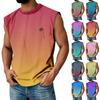 Мужская летняя майка без рукавов с принтом, круглым вырезом и градиентом, спортивная, в стиле кэжуал