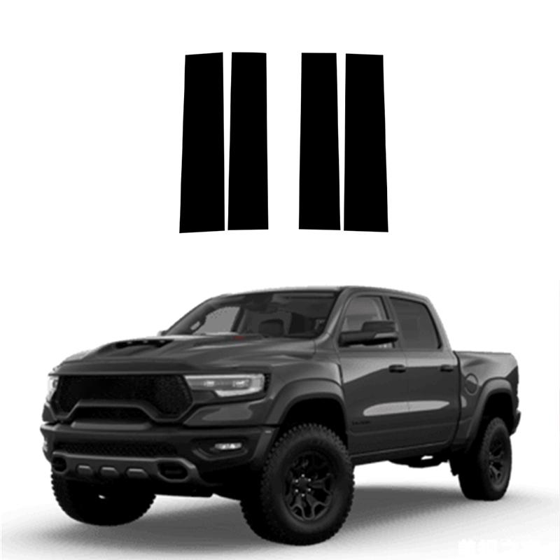 4pcs/set Car BC Column Accessories For Ram 1500 TRX 4 Door Crew Cab 2019-2023 Glossy Black Door Window Pillar Posts Trim Styling