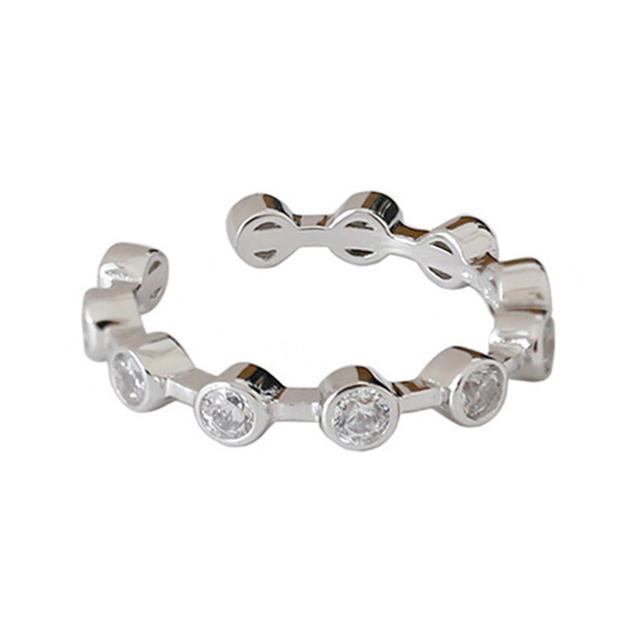 ANENJERY Тонкие кольца с микроинкрустацией цирконом для женщин, кольца с индивидуальным темпераментом, регулируемый праздничный подарок