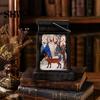 Holiday Home Ornament Retro LED Christmas Night Light, Hand Painted Miniature Fairy Tale Lantern for Tabletop Decoration Decor, Warm Light Plastic