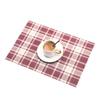 Practical Red Plaid Placemat Restaurant Washable PVC Durable Dining Table Weave Mats Frame Teslin Disc Bowl Coaster Non-slip Pad