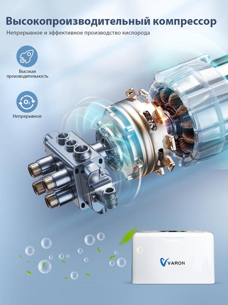 VARON Кислородный концентратор , 1-3 л/мин Портативный кислородный концентратор, Домашний кислородный концентратор, Подходит для семейных путешествий