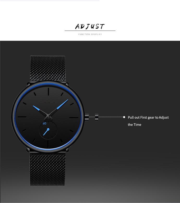 CRRJU 2150 Синие мужские часы - Популярные повседневные модные часы, Идеально подходят для студентов.