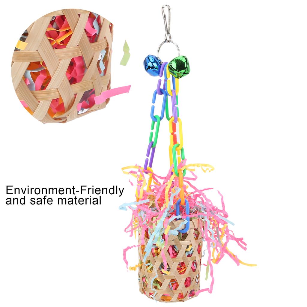 Bird Chewing Toys Colorful Shredder Basket Chewing Toys Foraging Hanging Basket for Parrots
