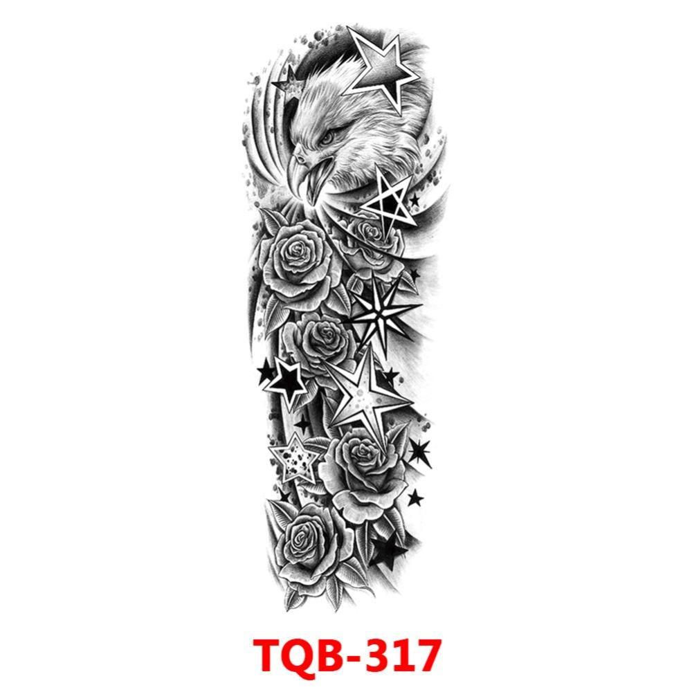 Full Arm Fake Tattoo Sleeve Men and Women Temporary Tattoo Sticker Lion Werewolf Cross Big Arm Tattoo Waterproof