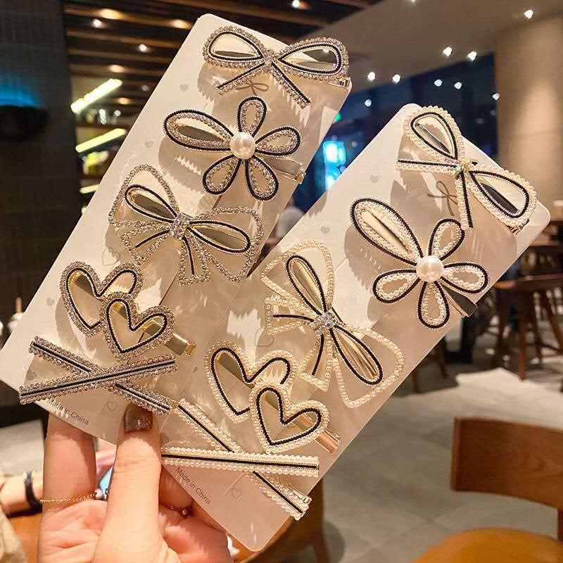 Заколка для волос с жемчужным бантом, боковой зажим, модная темпераментная шпилька для волос, металлический хвост, прическа, корейский головной убор, аксессуары для волос