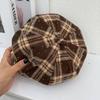 Женские шляпы Новый клетчатый берет - Женская весенне-осенняя универсальная восьмиугольная шляпа Художественная винтажная шляпа художника