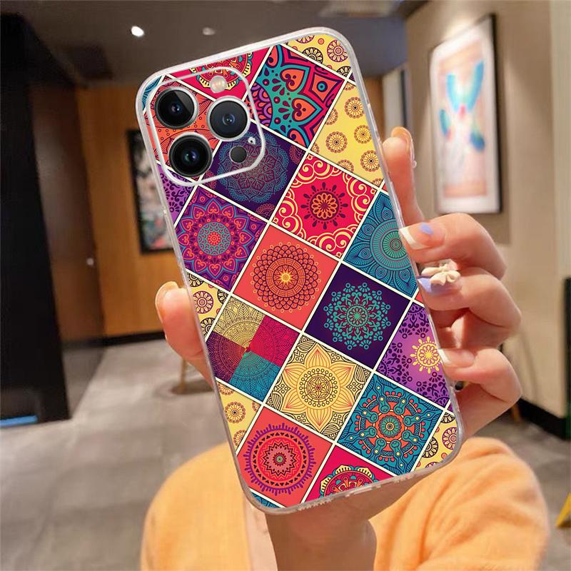 Phone Case For Iphone 14 13 12 11 Pro Max Xs Max Xr X 12mini 14 Plus Se Mandala Flower Totem Case Funda Capa Cell