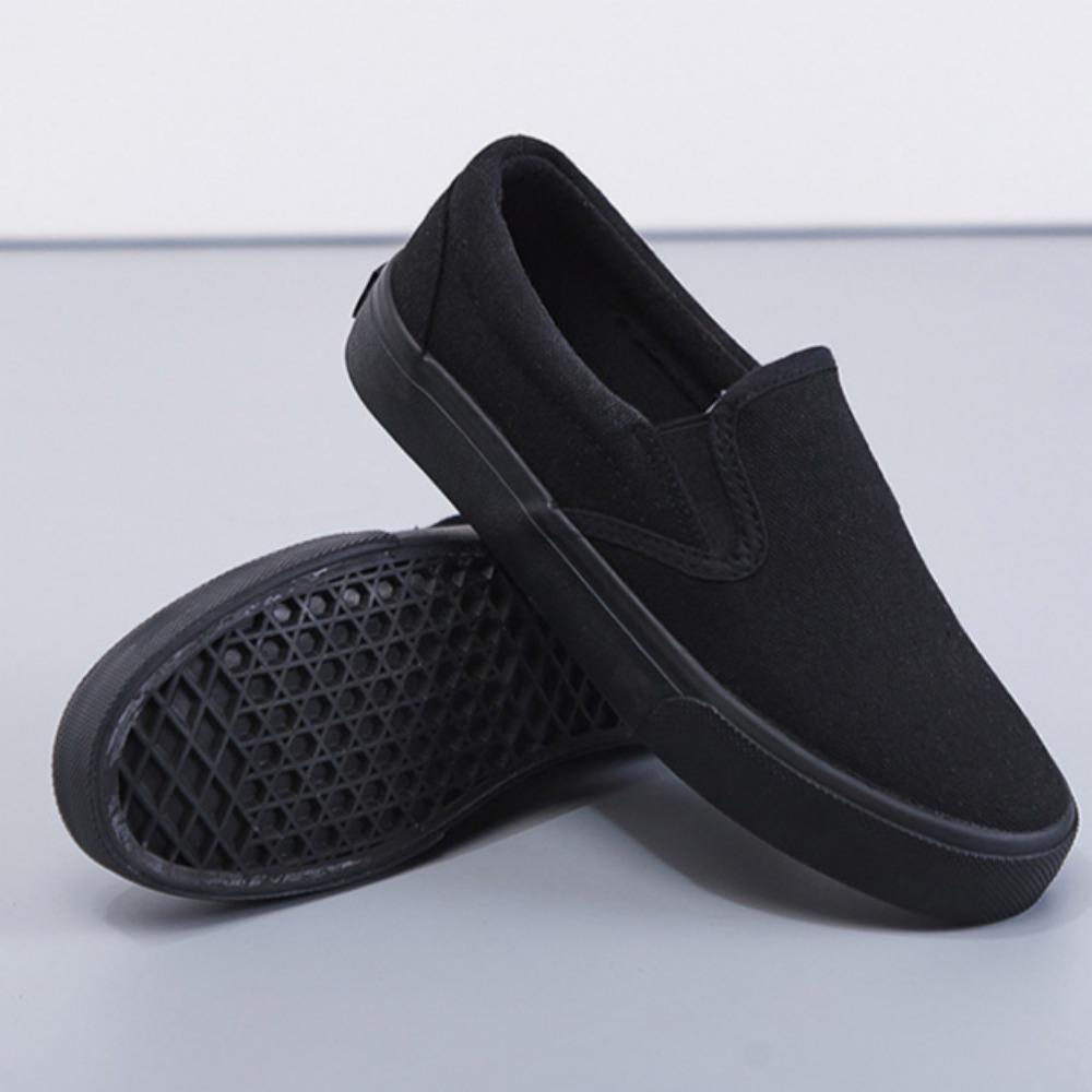 Женские вулканизированные туфли Новые черные парусиновые туфли для работы женские чисто черные повседневные туфли на плоской подошве женские кроссовки