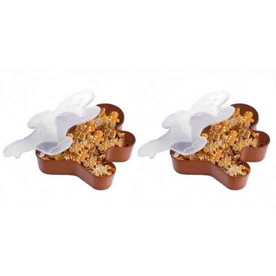 1/2Pcs Christmas Serving Tray with Lid Snacks Cookies Cosmetics Stationery Holiday Container Festive Gift Organizer