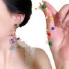 Vibrant Summer Firework Earrings: Playful Contrast Colors, Long Beaded Design