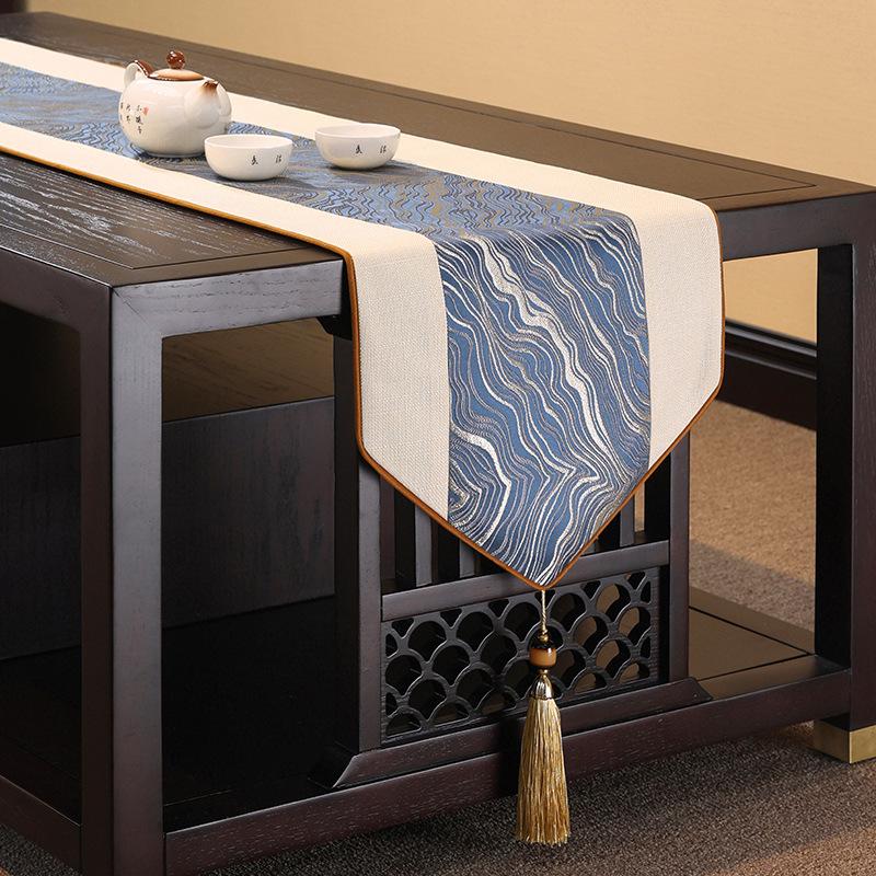 Универсальные высококачественные столы, флаг, точная вышивка, дорожка для стола, узор в виде листьев лотоса, чайный коврик, популярный ресторан, четыре сезона, китайское чайное полотенце