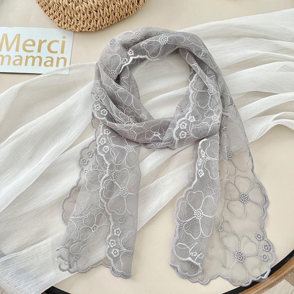 Retro Summer Sunscreen Shawl Korean Version Silk Headband Literary Women's Lace Scarf