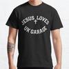 Футболка с надписью «Jesus Loves UK Garage» размера плюс S-3XL, мужские топы, модная одежда, футболки