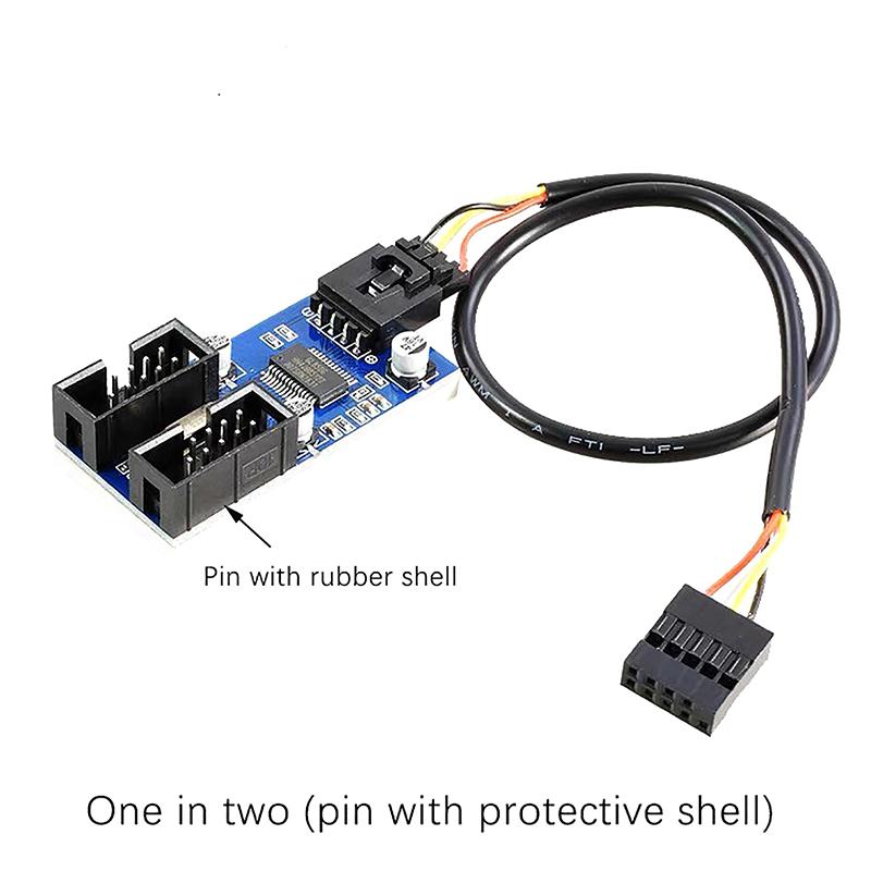 1Pc Usb 9 Pin Interface Header Motherboard Extension Splitter 1 To 2 Cable Desktop Usb2.0 Hub Connectors Adapter Port