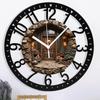 25cm Circular Iron Wall Clock with a Bicycle with Basket