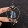 Tree Of Life Rainbow Calsilica Gemstone Pendant Copper Wire Wrapped Pendant Handmade Moonstone Pendant Unique Copper Jewelry Engagement Gift