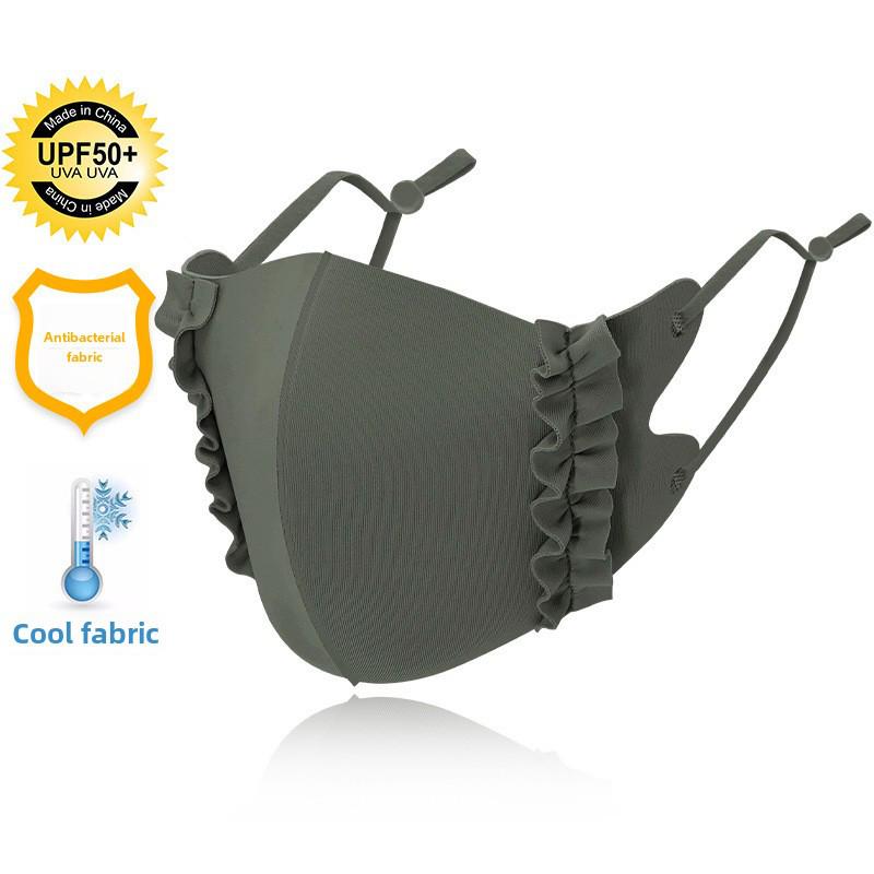 Маска Ice Silk 3D с регулируемым краем для ушей - карамельного цвета, тонкая, дышащая, солнцезащитная, из прохладной ткани