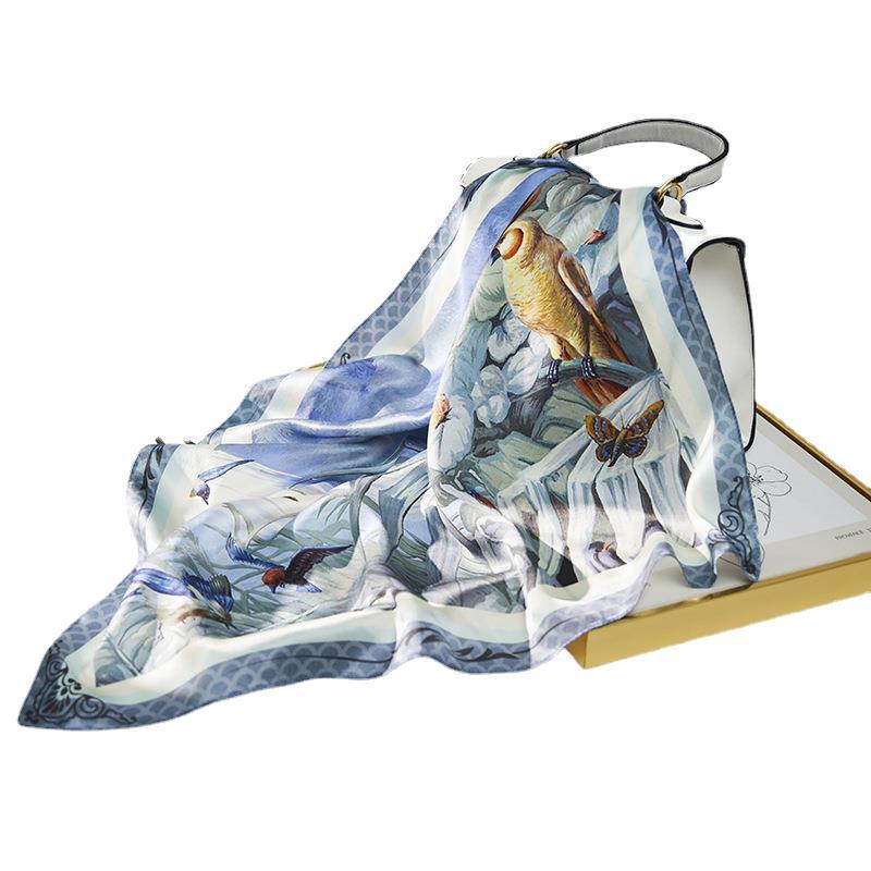 2024 Новый Стиль Шарф из Тутового Шелка 70 - Fangcaodu Маленький Квадратный Летняя Шаль