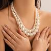 Retro Multi-layer Pearl Clavicle Choker Necklace for Women