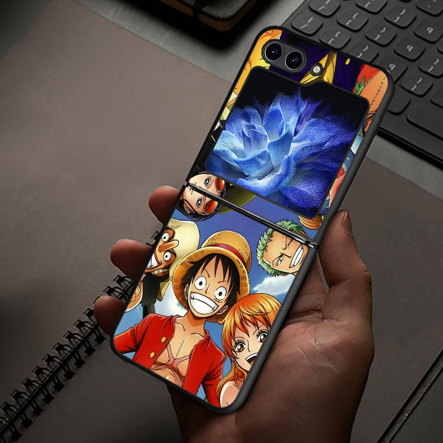 Hard Phone Cover Case for Samsung Galaxy ZFlip5 Z Flip 7 6 5 4 3 ZFlip6 ZFlip3 ZFlip4 ZFlip7 FE One Piece Captain Luffy
