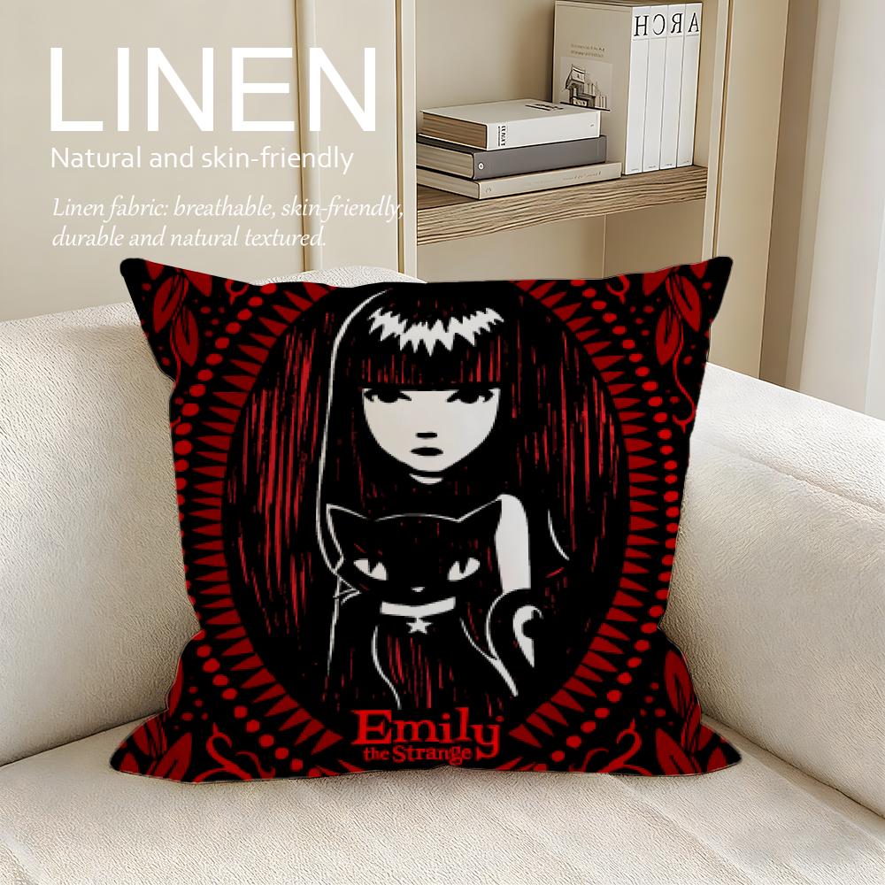 Cute Emily the Strange Cushion Cover Pillowcase Set Pcs x x Breathable Washable Sofa Cushion Cover