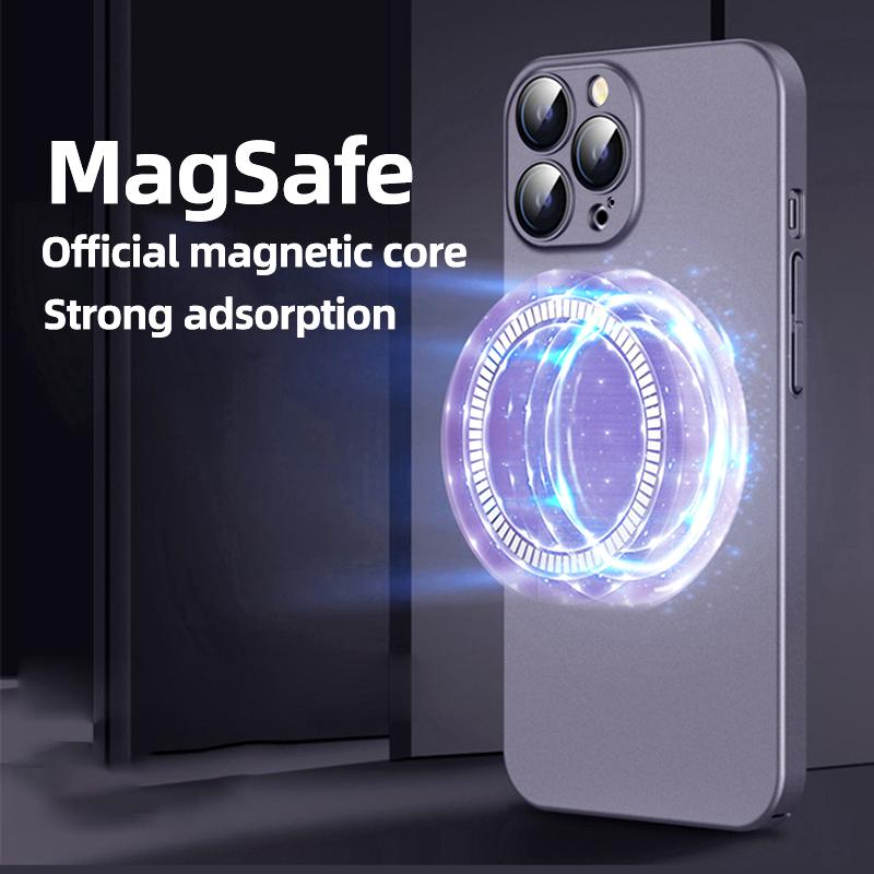 Роскошный жесткий магнитный чехол для ПК для Magsafe, чехол для беспроводной зарядки для IPhone 14 13 12 11 Pro Max Plus, защитный чехол для камеры с отверстием для логотипа
