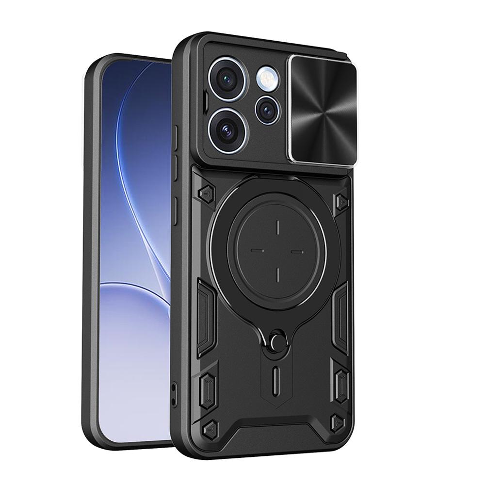 Slide Lens Cover for OPPO Reno 15 Pro Global Case Armor Magnetic Ring Holder Protection Phone Cover Capa