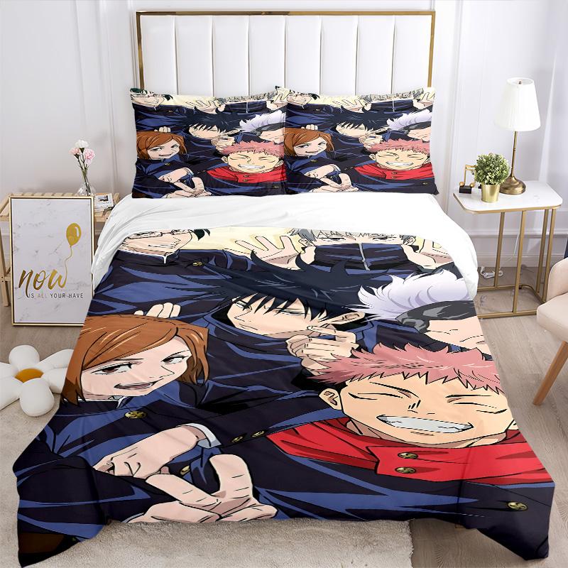 Jujutsu Kaisen Group Print 3Pcs Bedding Setduvet Cover With 2 Bedropillowcase Home Birthday Gift