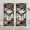 2pcs Bohemian Pattern Gemstone Cow Skull Leopard Curtains Rod Pocket Vintage Medieval Decorative Printed Light Filtering Curtain