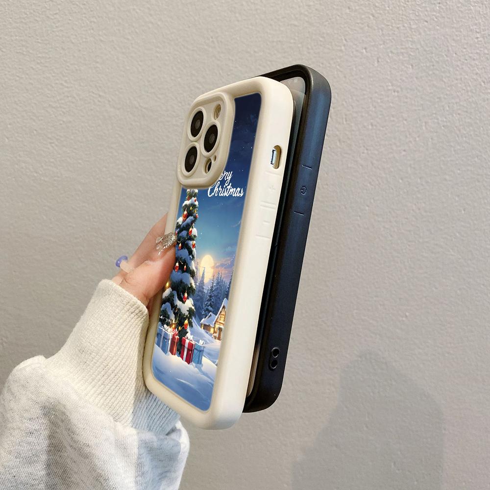 N110 С Новым годом, Рождеством, снеговиком, мягкие чехлы для телефонов с ангельскими глазками для iPhone 16, 15, 14, 13, 11 Pro Max, 8, 7 Plus, 12 mini, XR, XS Max, противоударный чехол