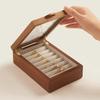 Solid Wood Ring Earrings Storage Jewelry Box Luxury Transparent Glass Cover Jewelry Organizer Aesthetic Display Boxes Bracelet Packaging Boxes Gifts